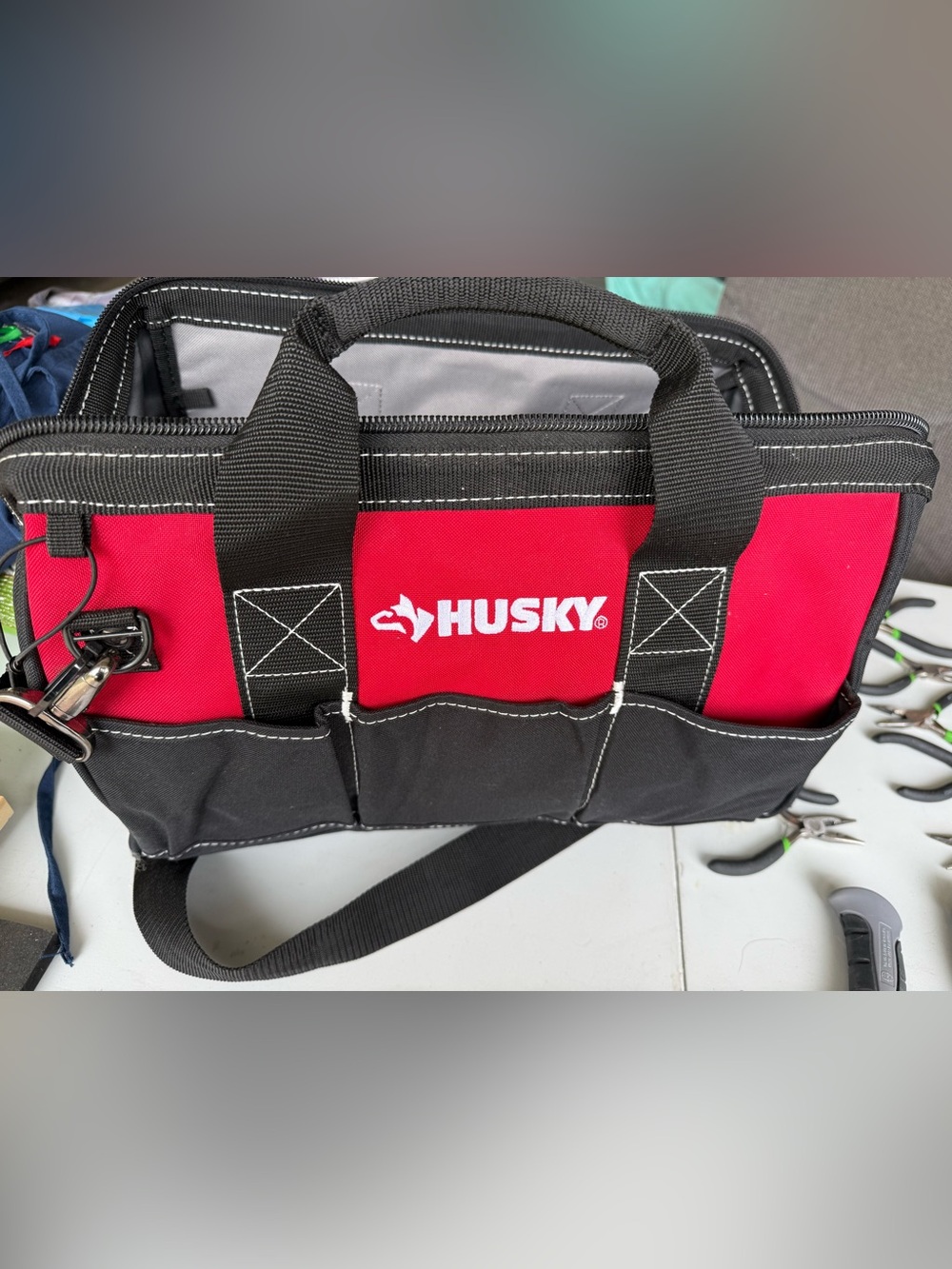 Red and Black Men's Tool Bag heavy duty Tote-Husky brand
